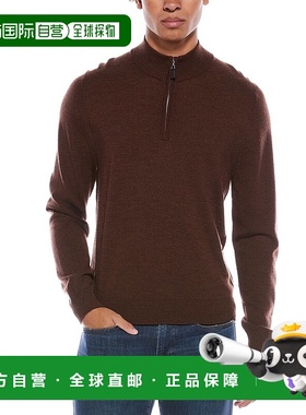 自营Mette Merino羊毛1/4拉链立领毛衣-棕色 高领美国直发奥莱