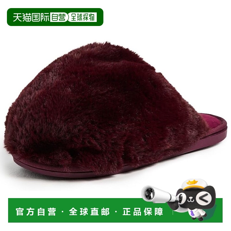 自营Free People Women's Snowball Slippers, Cabernet Faux Fur