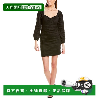 自营Nicole Miller 金属甜心迷你早秋新款连衣裙 黑色 美国奥莱直