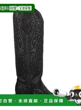 1h可退 【美国直邮】Corral 女式真皮牛仔靴 C4097 黑色 过膝尖头