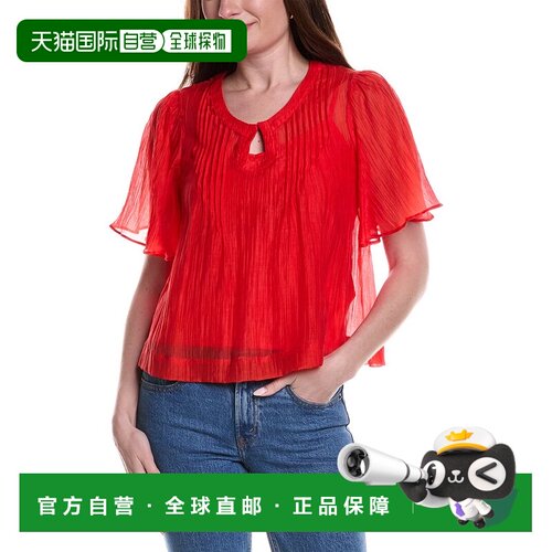 自营vince camutoVince camut0前镂空Flutter袖子罩衫-红色 美国