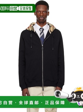 1h可退 香港直邮潮奢 Burberry 巴宝莉 男士 黑色 Check Hood Cot