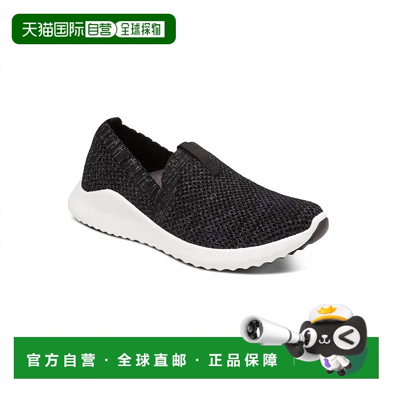 自营aetrex女式Angie Slip-On舒适运动鞋，黑色 美国奥莱直发