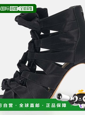 自营Alexandre Birman Black Satin Layla Gladiator Sandals - b