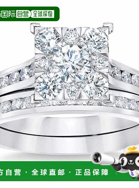自营 pompeii32 克拉钻石公主方形切割框架订婚结婚戒指套装白金