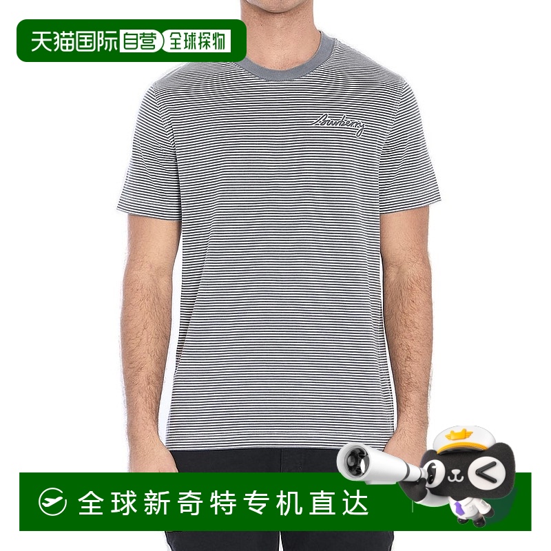1h可退 香港直邮潮奢 Burberry 巴宝莉 男士 標誌印花條紋圓領 T