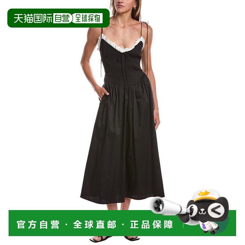 自营Bethany Midi连衣裙-黑色For Love & Lemons 美国奥莱直发 - 实物图