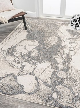 jonathan yMarmo Abstract Marbled Modern Area Rug - 灰色/奶油