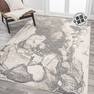 jonathan yMarmo Abstract Marbled Modern Area Rug - 灰色/奶油