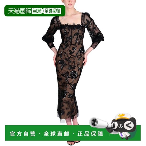 自营Marchesa Notte Cocktail Dress - black 美国奥莱直发连衣裙