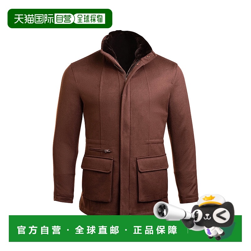 自营Kired By Kiton Konew Cashmere-Mink Fur Overcoat - brown