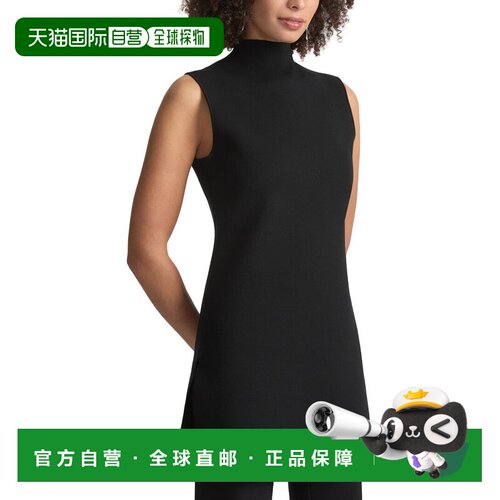 自营Lafayette 148 New York侧开叉针织束腰外衣-黑色 美国奥莱直