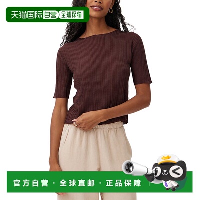 自营Bella Dahl Textured Ribbed Cashmere-Blend Top - brown 美