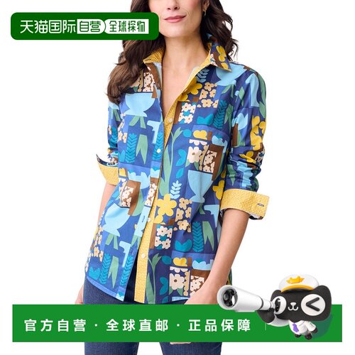 自营J.McLaughlin Lois Blouse - blue/multi 美国奥莱直发