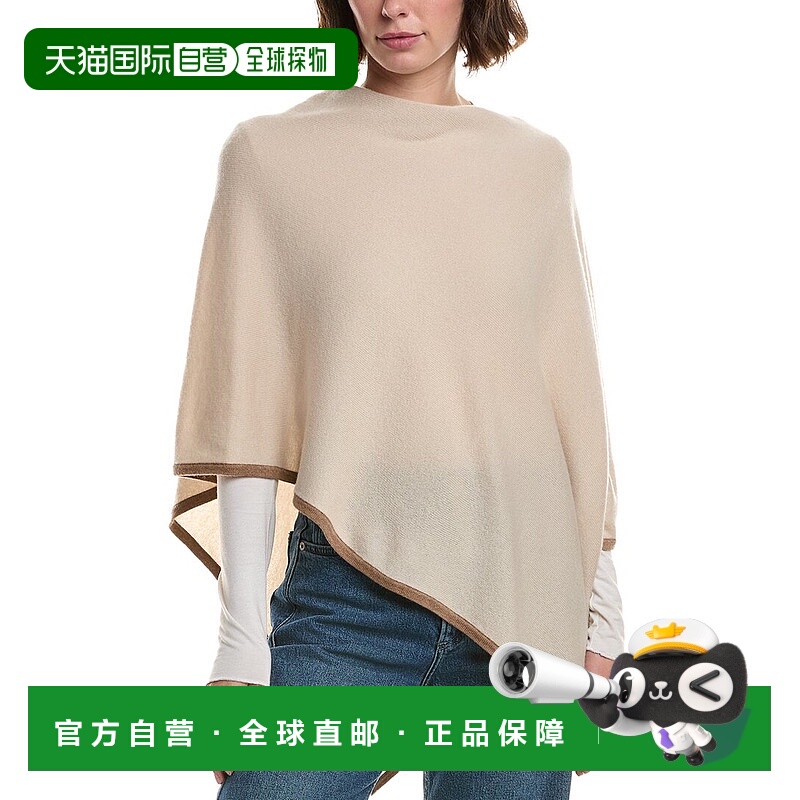 自营sofiacashmere Tipped Wool & Cashmere-Blend Knit Poncho -