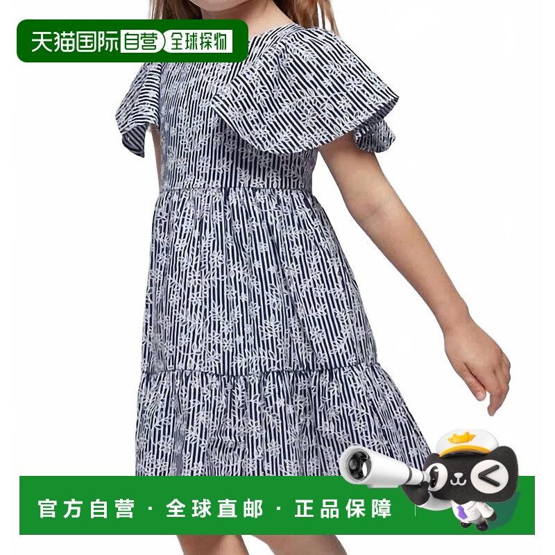 自营 mayoral蓝色条纹府绸连衣裙 美国奥莱直发