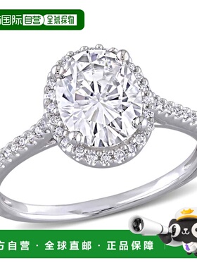 自营 Mimi & Max 14k 白金 2 克拉 DEW 椭圆形莫桑石和 1/4 克拉