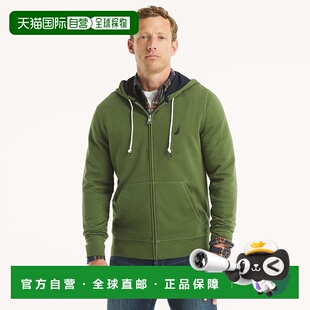 自营 Nautica男式纯色全拉链连帽衫-青铜绿18-0317 tcx 美国奥莱