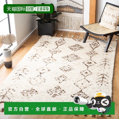 自营safaviehKenya Hand Made Area Rug, Ivory / Brown Shag / F