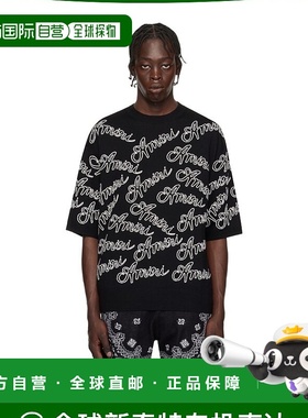 1h可退 香港直邮潮奢 AMIRI 男士 黑色 Script 毛衣 AMKNTE1028