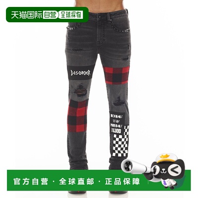 自营 cult of individuality格纹朋克紧身裤 - 黑色 美国奥莱直发