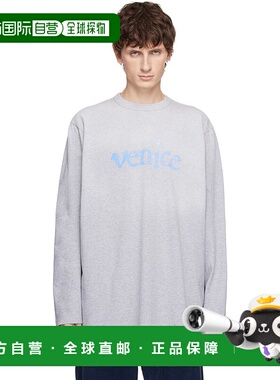 1h可退 香港直邮潮奢 Erl 男士 灰色 Venice 长袖 T 恤 ERL11T006