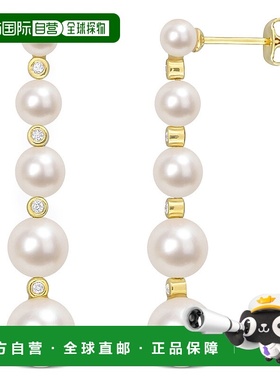 自营 mimi & max淡水养殖珍珠和 1/4 CT TGW 白色托帕石渐变耳环