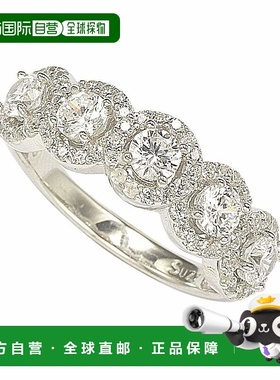 自营 Suzy Levian 纯银立方氧化锆 5 石光环戒指 - - 白色 美国奥