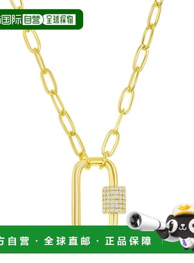 自营 simona925 纯银 Micro Pave CZ 椭圆形登山扣回形针项链 -