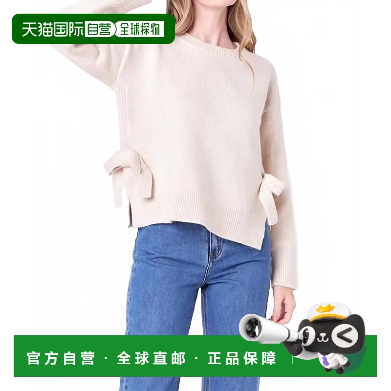 自营english factoryClara Side Bow Sweater In Cream - cream