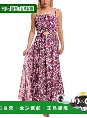 自营 AMUR Destinee Fan 紧身胸衣长连衣裙紫色 美国奥莱直发服饰