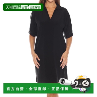 梯形连衣裙 ribkoff黑色仿皮革镶边短袖 美国奥莱直发 joseph 自营
