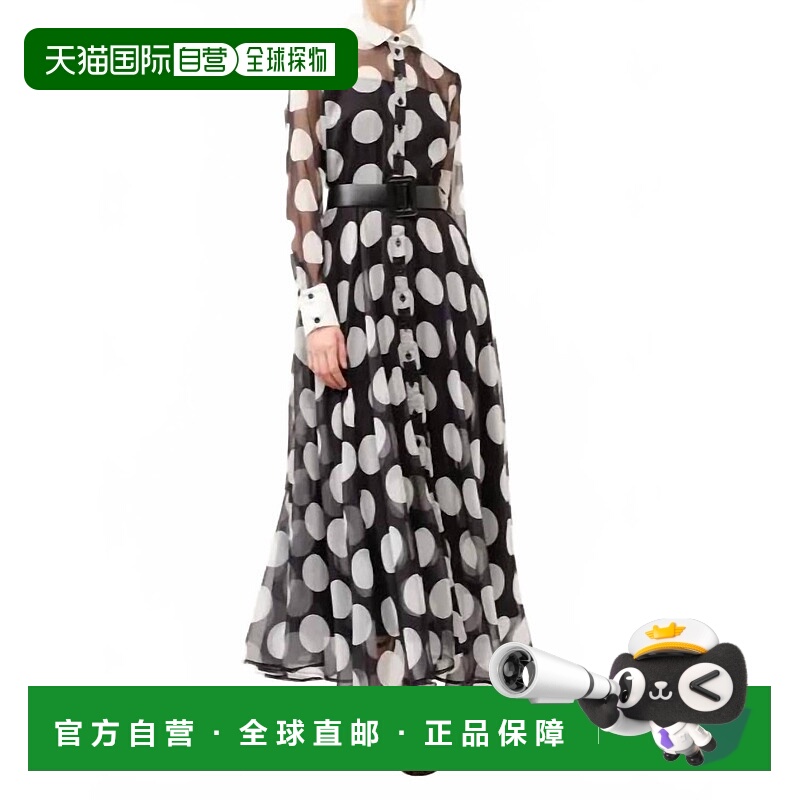 自营inaPolka Dot Print Long-Sleeve Maxi Dress In Black - bla