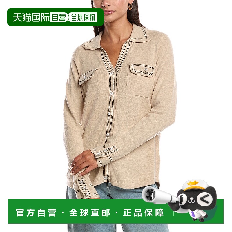 自营Minnie Rose Pearl Button Cashmere-Blend Sweater - brown