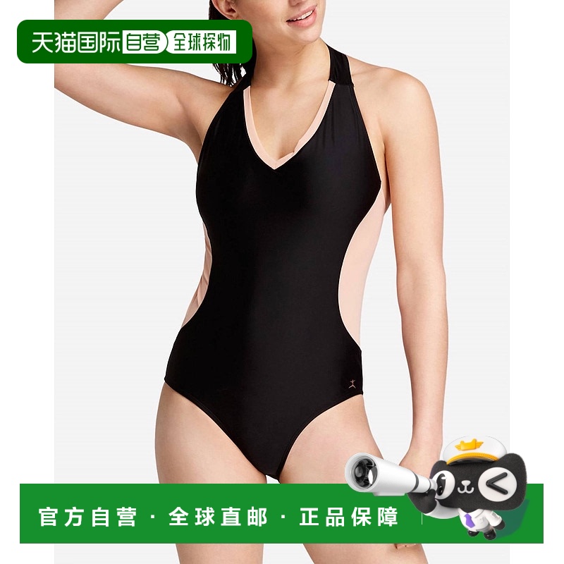 自营 danskinV-Neck Racerback Mesh Leotard One Piece Swimsuit