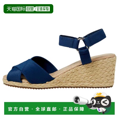 自营Anne Klein Esther Wedge Sandals Navy Stretch  ESTH01F9-4