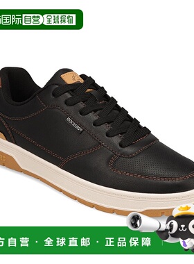 自营Dockers男式Frederick合成革休闲运动鞋-黑色/英国棕褐色 美