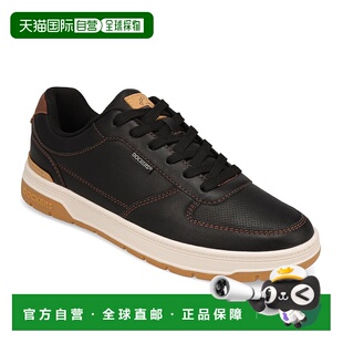 自营Dockers男式Frederick合成革休闲运动鞋-黑色/英国棕褐色 美