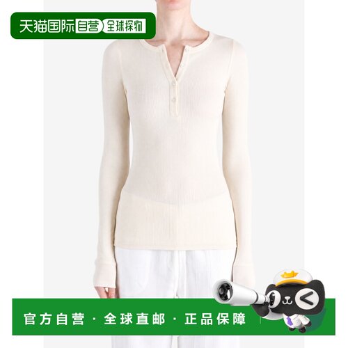 美国直邮AURALEE - Women Organic Soft Rib Henley Neck Top