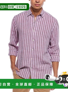 自营Robert Talbott Morgan Check Linen Shirt - pink 美国奥莱