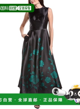 自营Rene Ruiz Sleeveless Jacquard A-Line Midi Dress - black