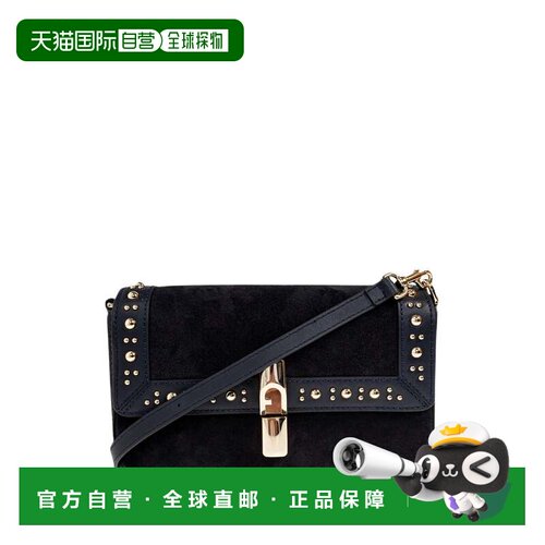 自营furlaIride S长方形麂皮单肩包-黑色 美国奥莱直发