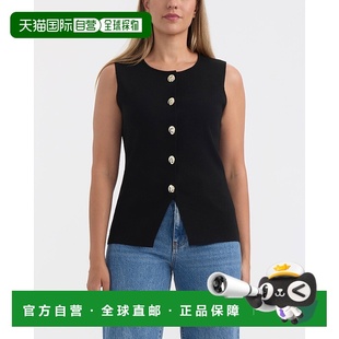 黑色 自营Ellen 带纽扣细节 圆领毛衣 美国奥莱直发 Tracy女式