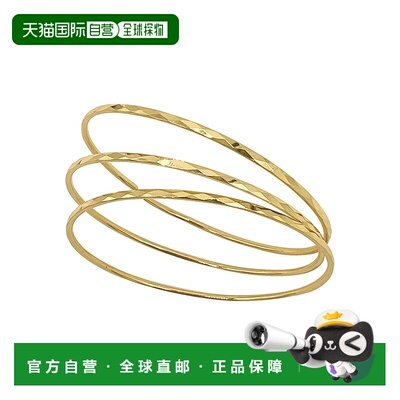 自营 Adornia 锤打 3 毫米手镯套装金 - 黄色 美国奥莱直发