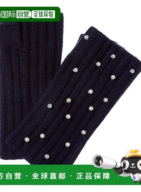 自营sofiacashmere 2X2 Rib Fingerless Cashmere Glove - navy