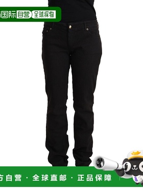 自营 Just Cavalli 中腰蓝色棉质紧身女式牛仔裤 - 黑色 美国奥莱