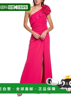 自营 Tadashi Shoji One Shoulder Solid Gown - pink 美国奥莱直