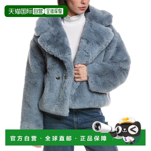 自营NOIZE Short Faux-Fur Coat - blue 美国奥莱直发外套皮草