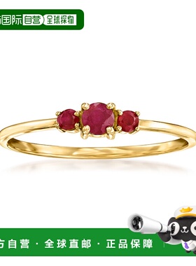 自营 RS Pure by Ross-Simons 14kt 黄金红宝石 3​​ 石戒指 - 红