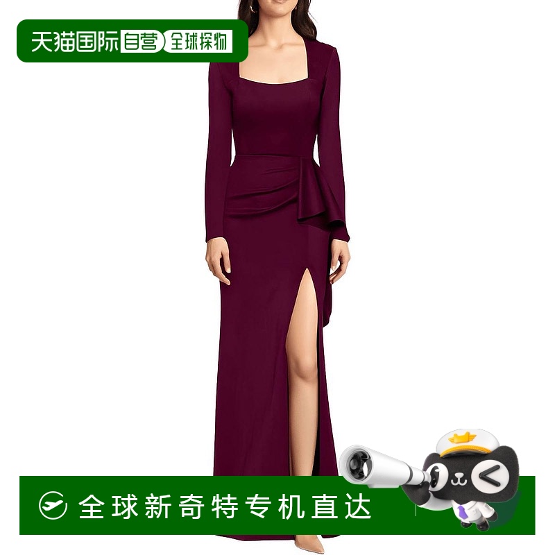 自营 xscape女式涤纶晚礼服-葡萄酒 【美国奥莱】直发服饰